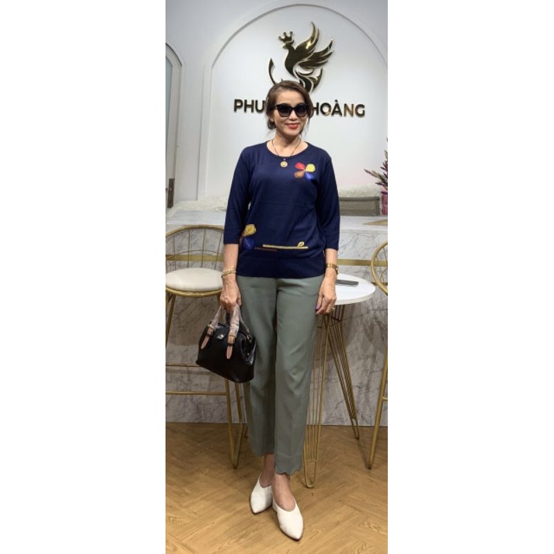 Áo Len nữ Trung niên Hàng Quảng Châu cao cấp 52-78kg Mặc Vừa