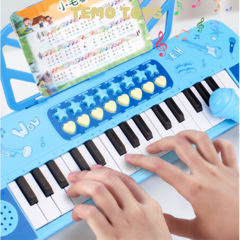 Đồ Chơi Trẻ Em Đàn Piano Có Micro Nhiều Bài Hát Và Giai Điệu Âm Thanh Chất Lượng Cho Bé Tập Đàn Hát Làm Ca Sĩ Temo Toys