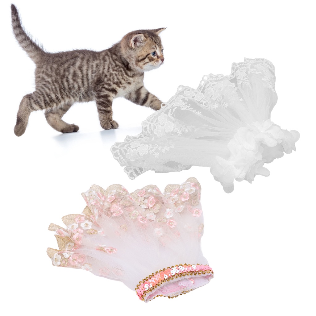 Có thể bán buôn Thú cưng Áo choàng ren Mèo Con chó Váy cưới kỳ nghỉ cho Tiệc Sinh nhật Halloween Virgina056 Hàng giao ngay