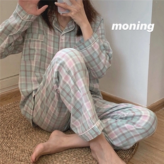 Kii Wii Bộ Quần Áo Ngủ Kẻ Ca-Rô Trẻ Trung Hợp Thời Trang Xinh Xắn Cho Bạn Gái
