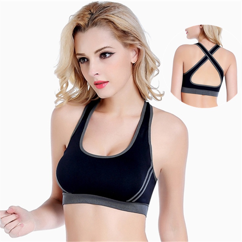 Áo bra tập Gym Yoga Aerobic 2 dây chéo lưng, vải dầy dặn co giãn thoải mái, tôn dáng nâng ngực, thấm hút mồ hôi A09