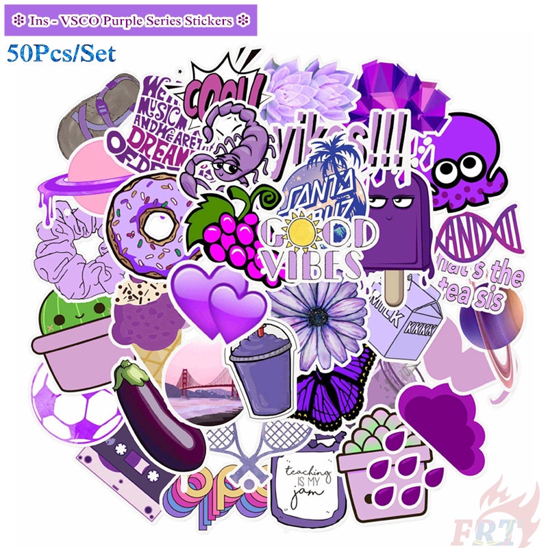 ❉ Ins Purple Romantic Series 01 Stickers ❉ 50Pcs/Set DIY Fashion Mixed Luggage Laptop Skateboard Doodle Decals Stickers
