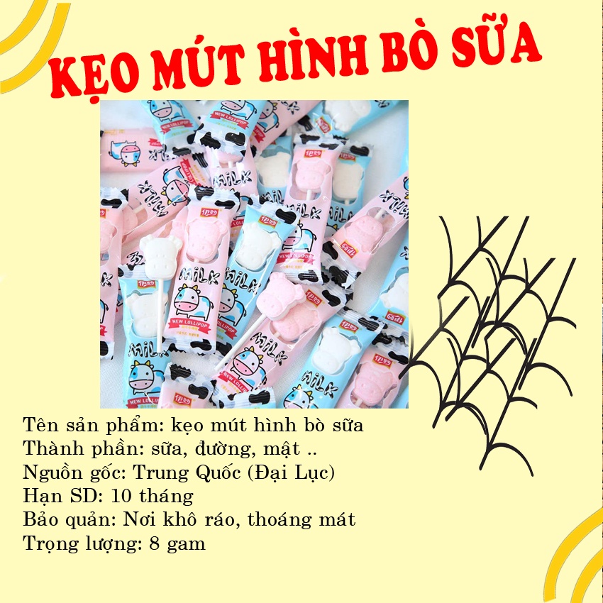 Kẹo mút cho bé vị sữa tổng hợp mix vị ngộ nghĩnh hình bò sữa siêu ngon LANUDO