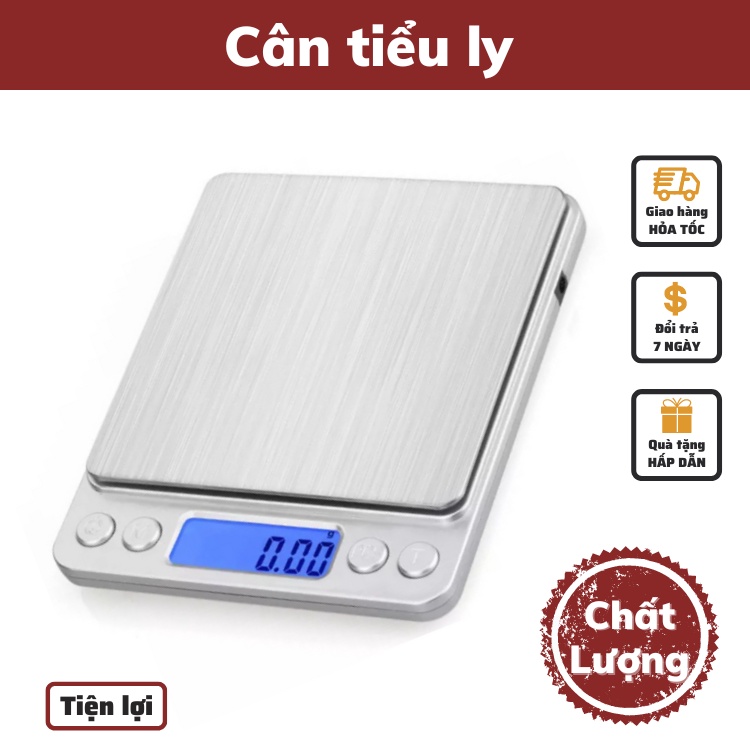Cân tiểu ly mini điện tử định lượng 0,1-1kg cân nhà bếp làm bánh tiểu li độ chính xác cao kèm 2 viên pin AAA