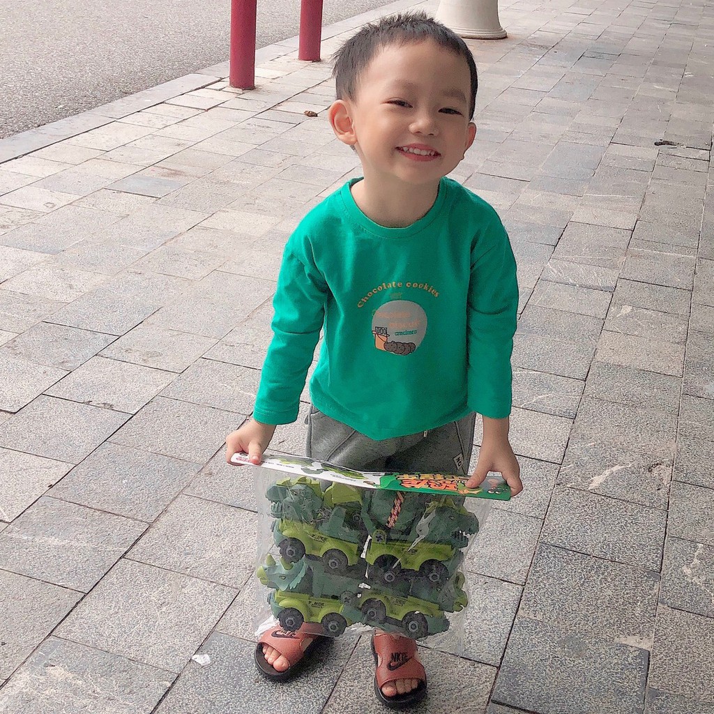 Ô Tô Đồ Chơi Bộ 4 Xe Khủng Long Chất Nhựa Cao Cấp Mô Hình Xe Công Trình Tháo Lắp Kèm Tua Vít Cho Bé Trai Gái