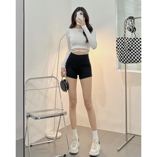 Áo Thun Gân Croptop Cột Dây Eo Tay Dài