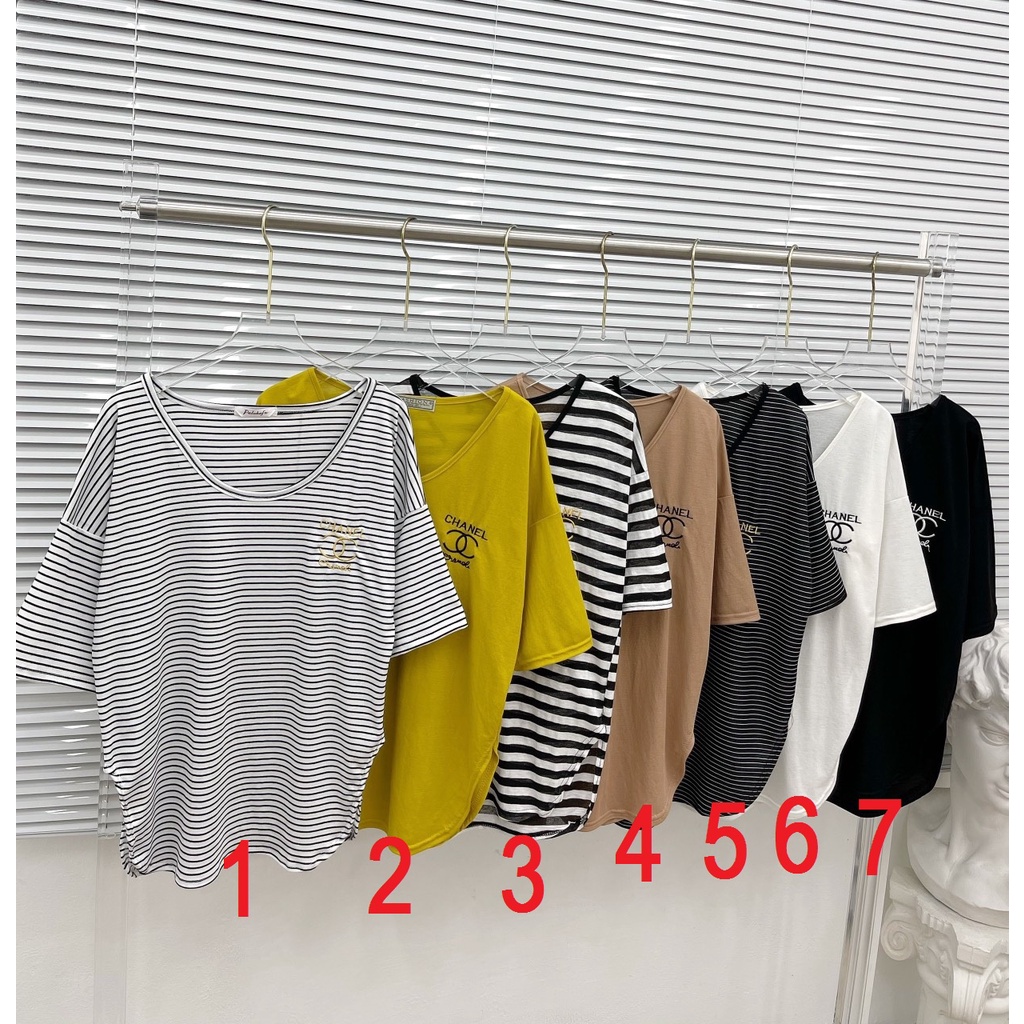 0303. Áo thun giấy nữ tay ngắn cổ tròn thêu chữ, áo phông chất cotton mùa hè hình thêu