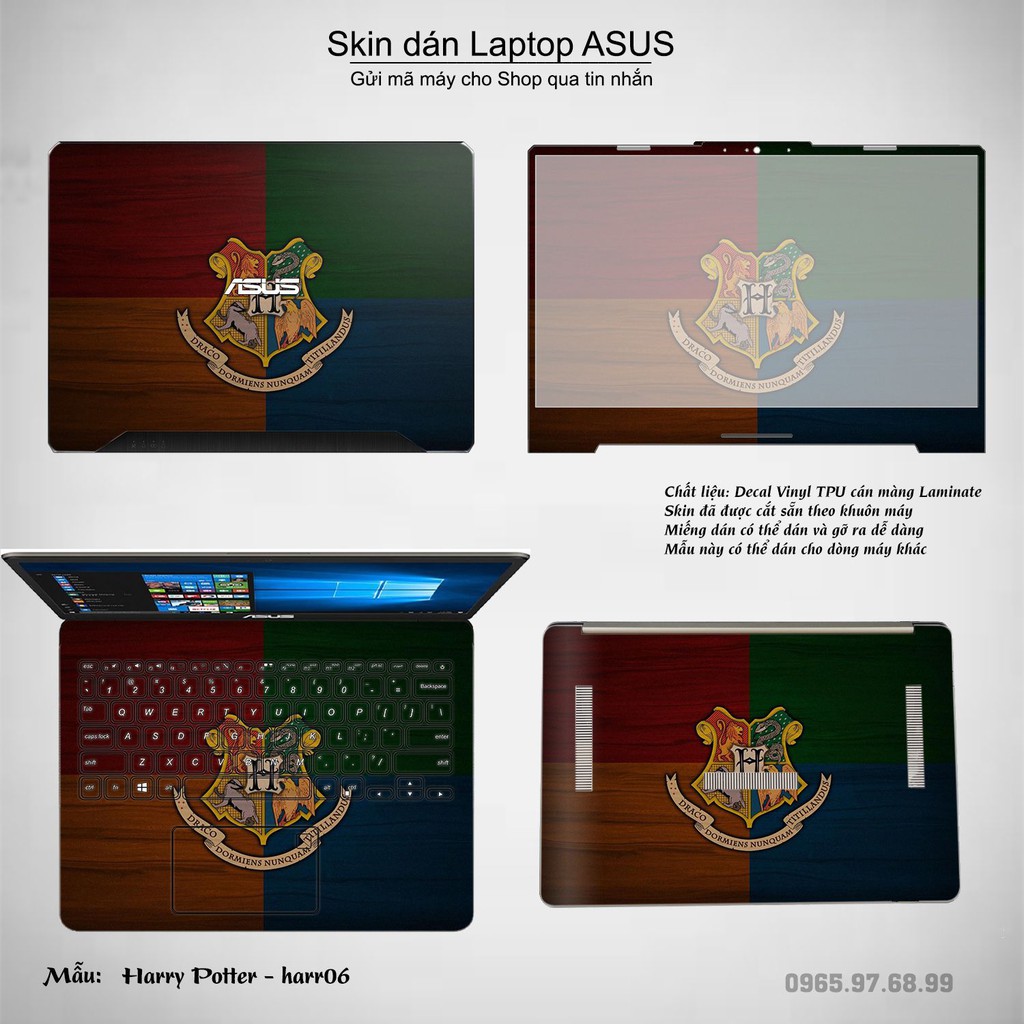 Skin dán Laptop Asus in hình Harry Potter (inbox mã máy cho Shop)