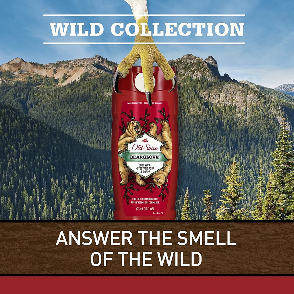 Sữa tắm gel nam Old Spice Wild Collection Bearglove Men's Body Wash 473ml (Mỹ)