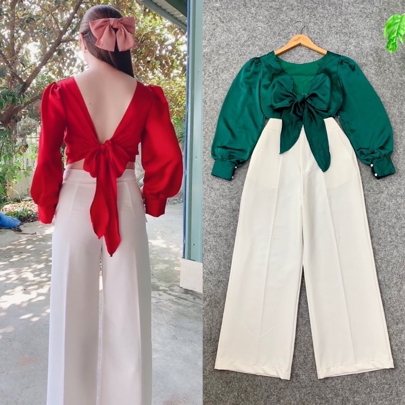 Áo kiểu cột nơ sau lưng