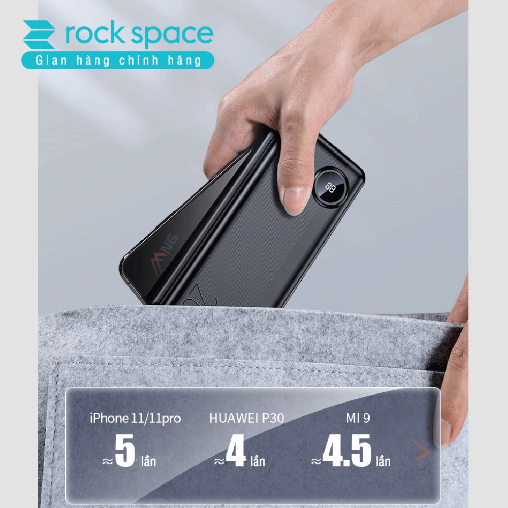 Pin sạc dự phòng Rockspace P75 20.000mAh 63W  sạc được laptop hỗ trợ sạc nhanh chuẩn PD cho iphone,QC cho Samsung