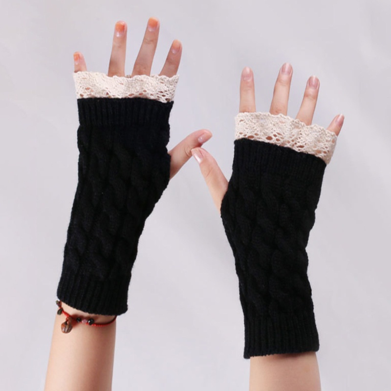 Găng Tay Hở Ngón Giữ Ấm Màu Sắc Đơn Giản Thời Trang Mùa Đông Cho Nữ