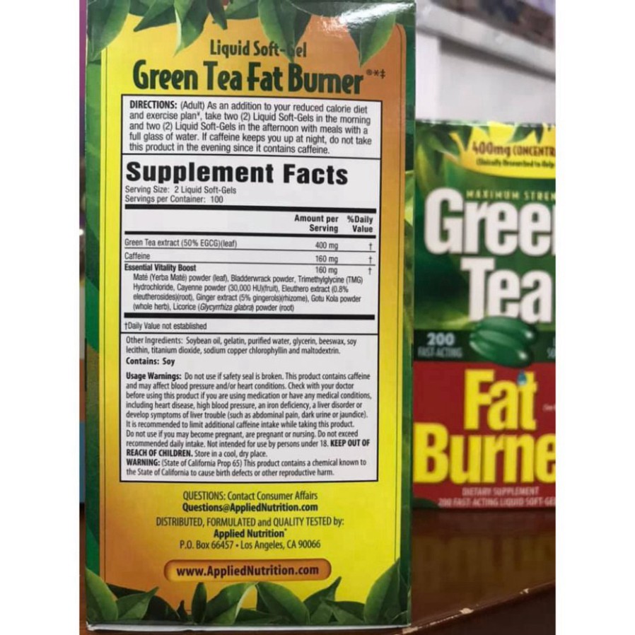 HÀNG MỚI Viên uống giảm cân từ trà xanh Green Tea Fat Burner 200 viên của Mỹ.Date T9+10+11/2021 HÀNG MỚI