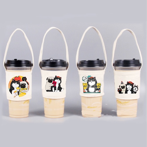Túi treo cốc ba anh em gấu TTCI3 cup holder  hổ mập bare bear cute molang pusheen gấu brown khủng long hoàng đế mèo