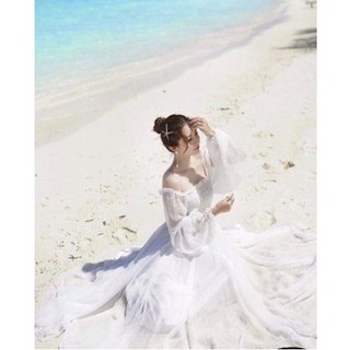 Đầm maxi Nhún ngực & Tay dài