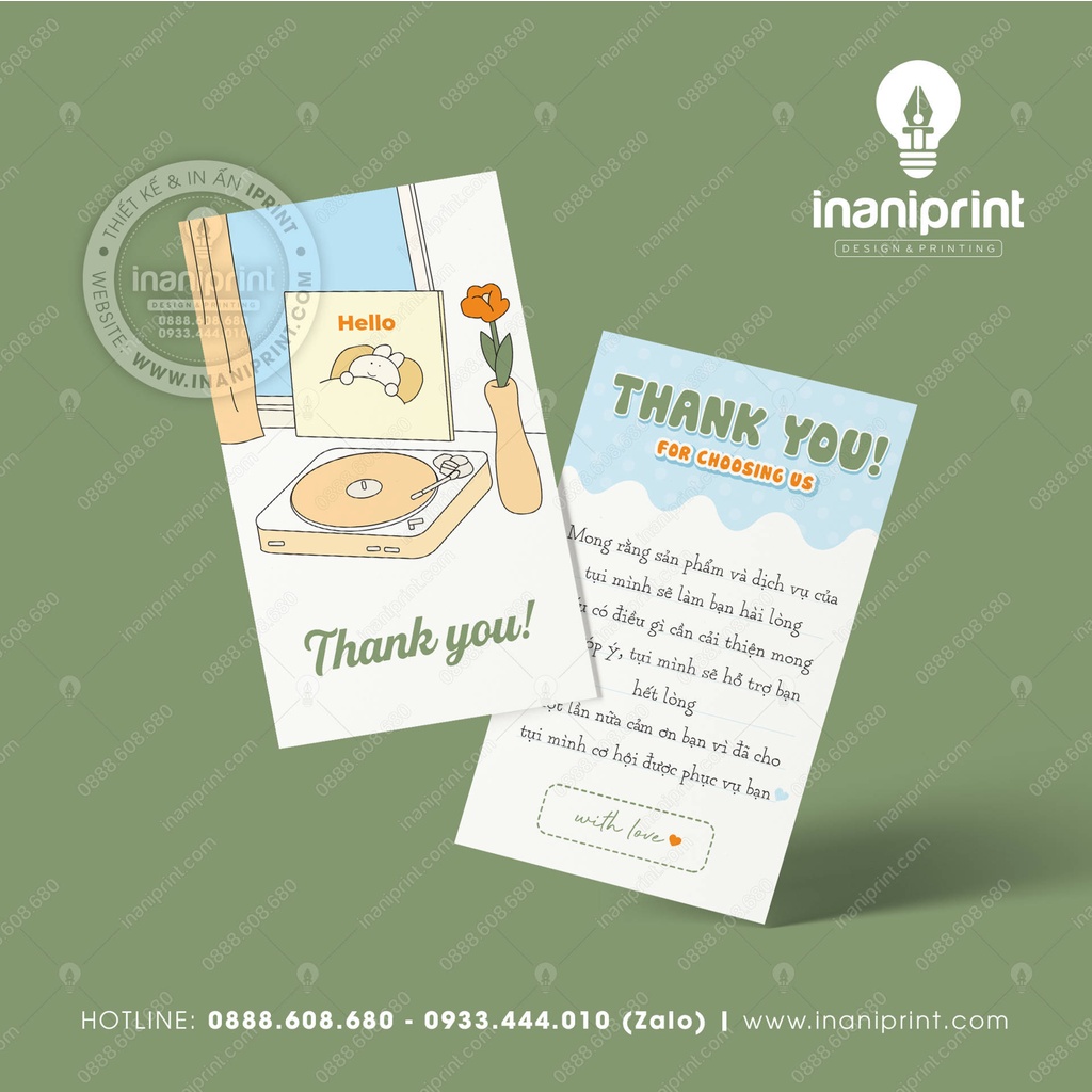 Card cám ơn dễ thương kute, Phiếu cám ơn giá rẻ, Thank you card đẹp MS: 009