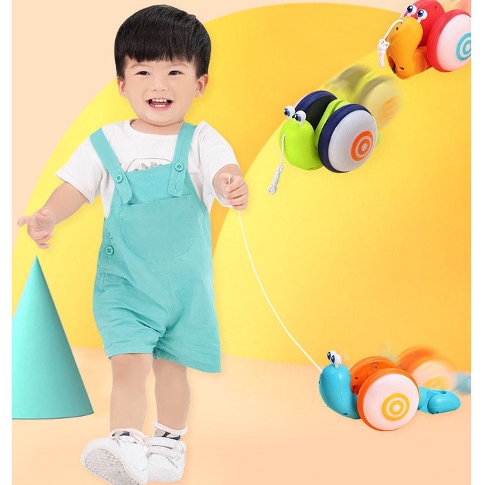 Đồ chơi ốc sên cho bé có đèn phát sáng có nhạc vui nhộn và dây kéo.