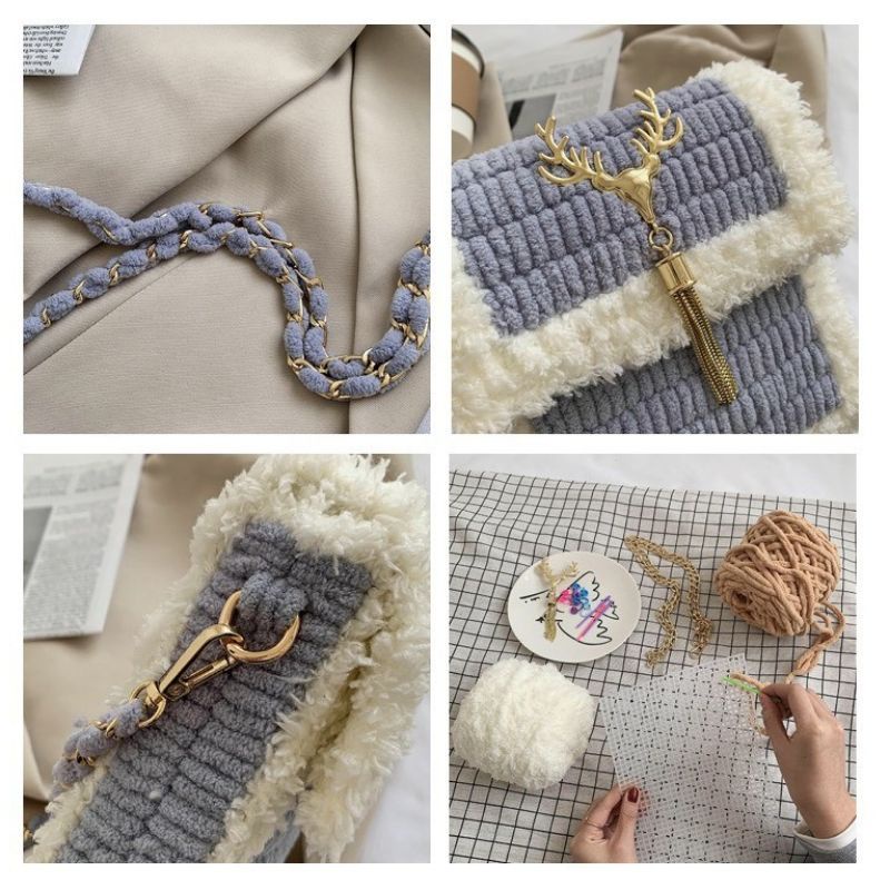 Túi Đeo Chéo Handmade Nhỏ Tự đan Mác Hươu  - Phụ Kiện Đan Túi