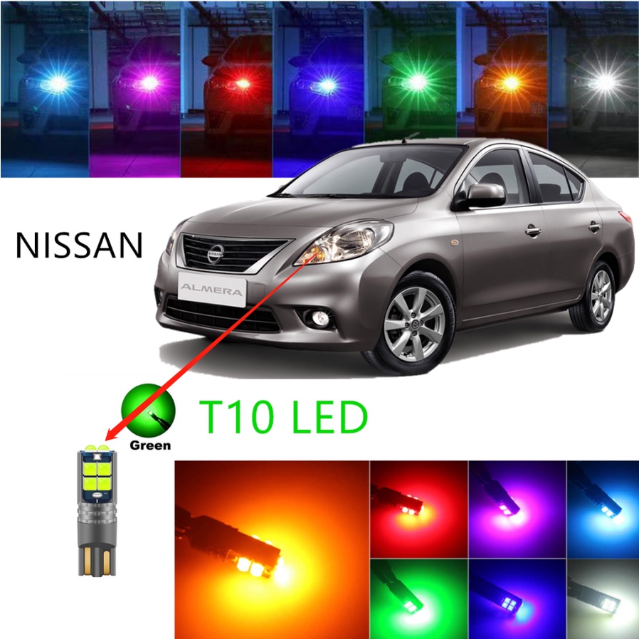 Đèn pha nhỏ phía trước NISSAN 1PC T10 / W5W 10LED Bóng đèn Cửa bên Xe Boot Biển số Ánh sáng Đỏ Trắng