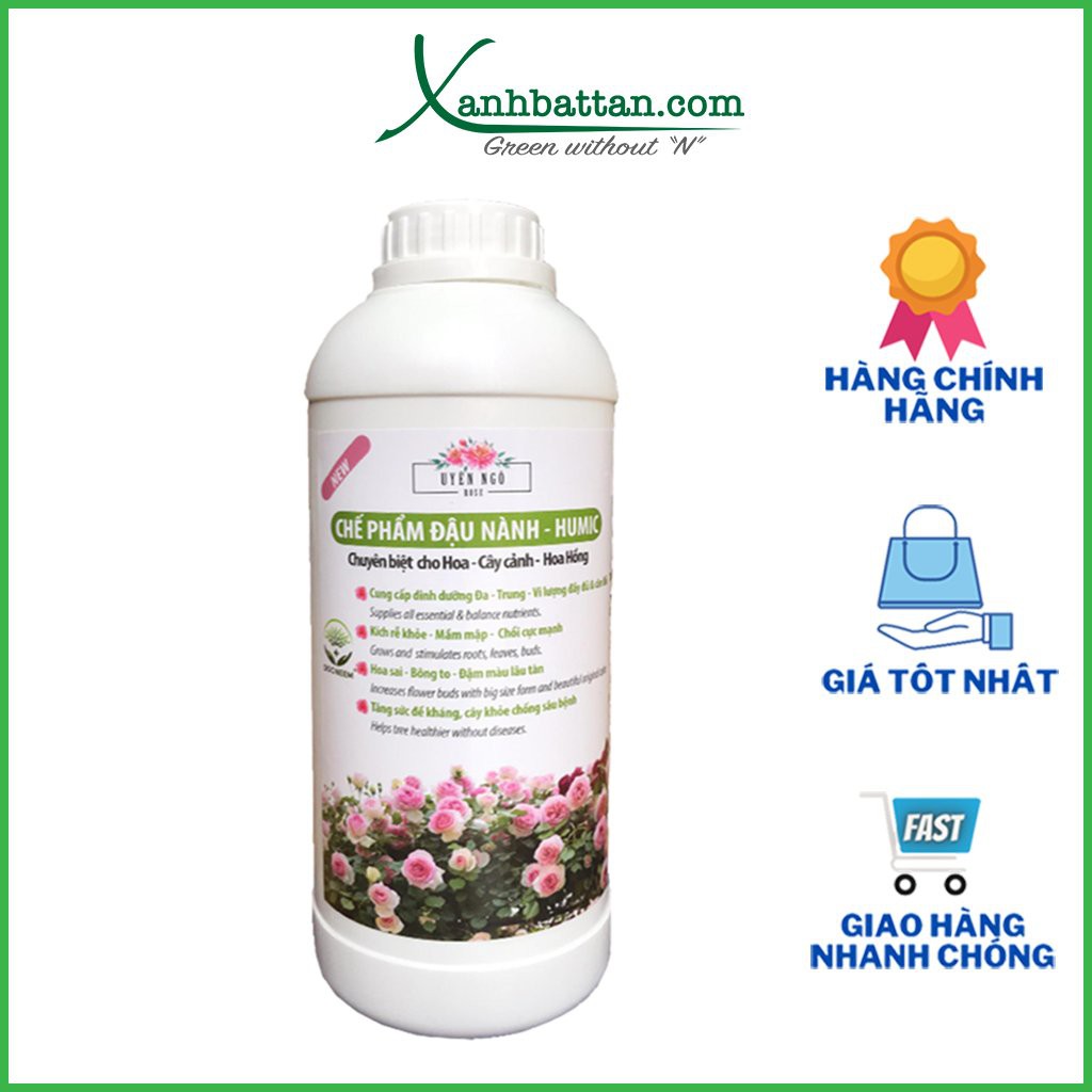 Phân bón đậu tương Humic kích mầm, dưỡng chồi hoa hồng 1 Lít