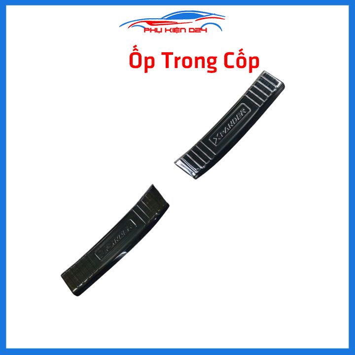 Ốp chống trầy cốp Xpander thép không gỉ vân titan bảo vệ xe chống va đập