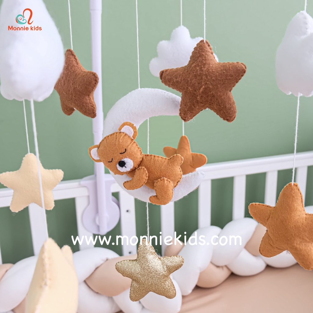 Đồ chơi treo nôi cũi cho bé Handmade, treo nôi kích thích thị giác cho trẻ - Monnie Kids