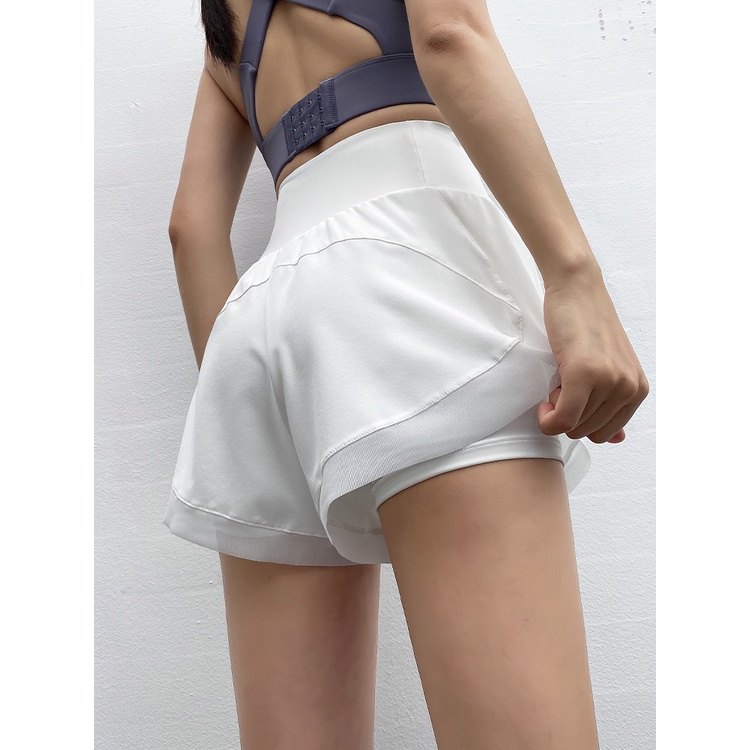 Quần short thể thao ANRAN lưng cao dáng rộng nhanh khô cao cấp thời trang cho nữ
