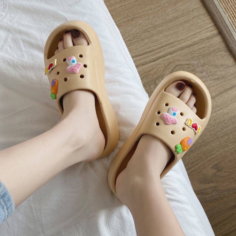 Dép bánh mì cross nữ đế cao IUU, dép sục nữ nam duet hàn quốc kèm Sticker cao 6 CM hot trend 2022