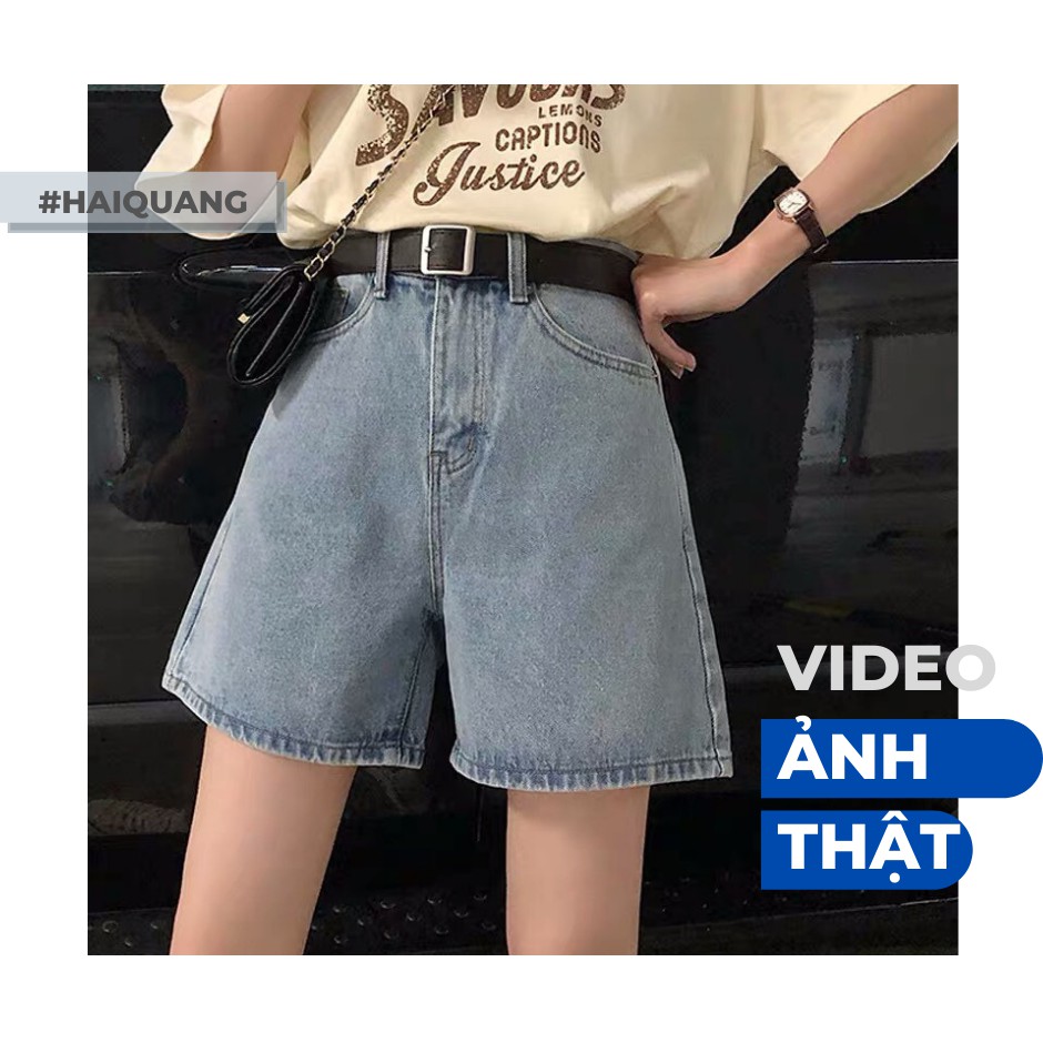 QUẦN SHORTS JEANS , QUẦN SOOC BÒ NỮ HAIQUANG CẠP CAO DÁNG RỘNG ULLZANG PHONG CÁCH HÀN QUỐC TRẺ TRUNG MÀU XANH NHẠT