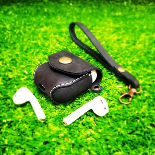 BAO DA AIRPODS 2, NÚT BÓP, CÓ DÂY,  DỒ DA THỦ CÔNG HANDMADE (DA THẬT)