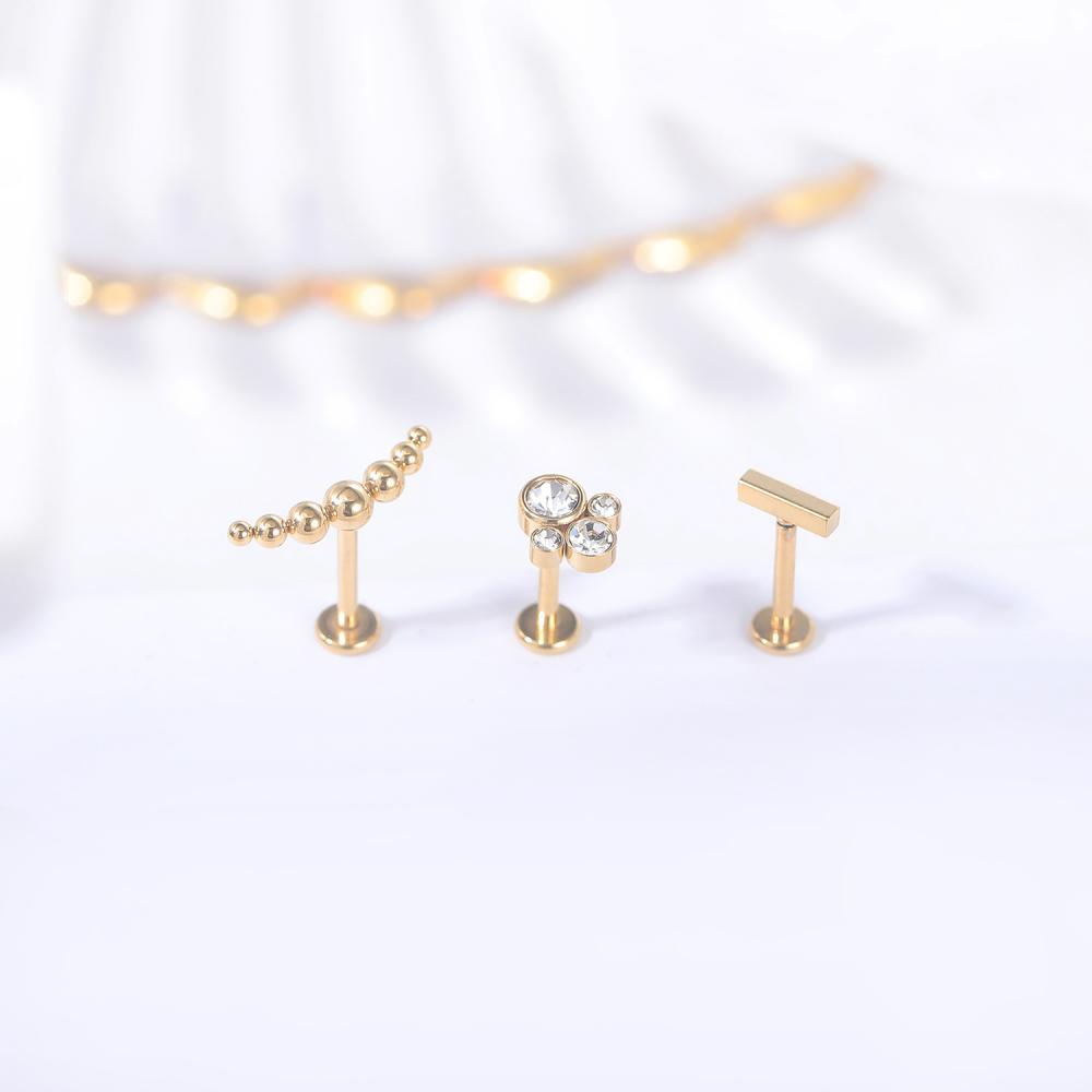 1 Khuyên Xỏ Tai Kim Loại Đính Đá Màu Sắc Thời Trang 6/8mm