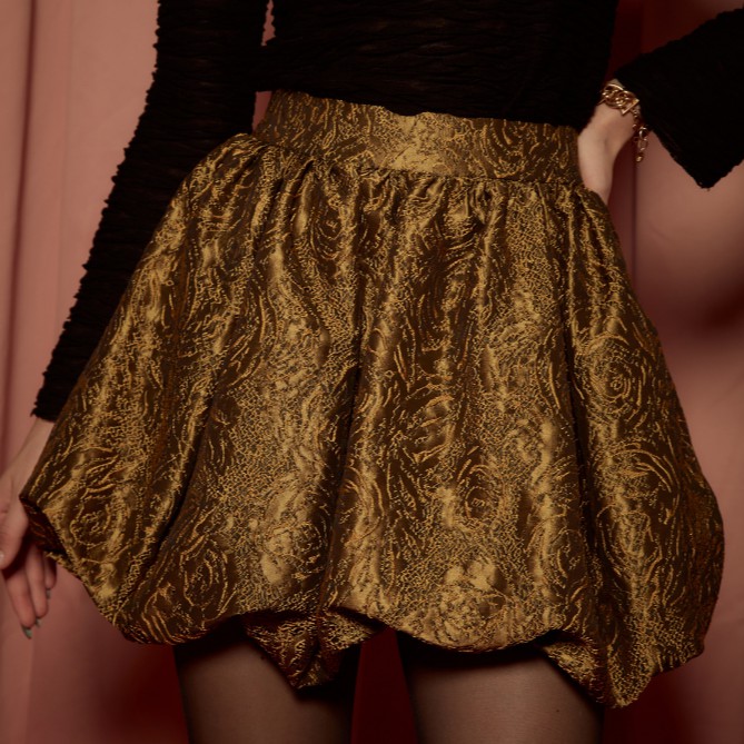 COCO SIN - Chân Váy Bí Màu Gold