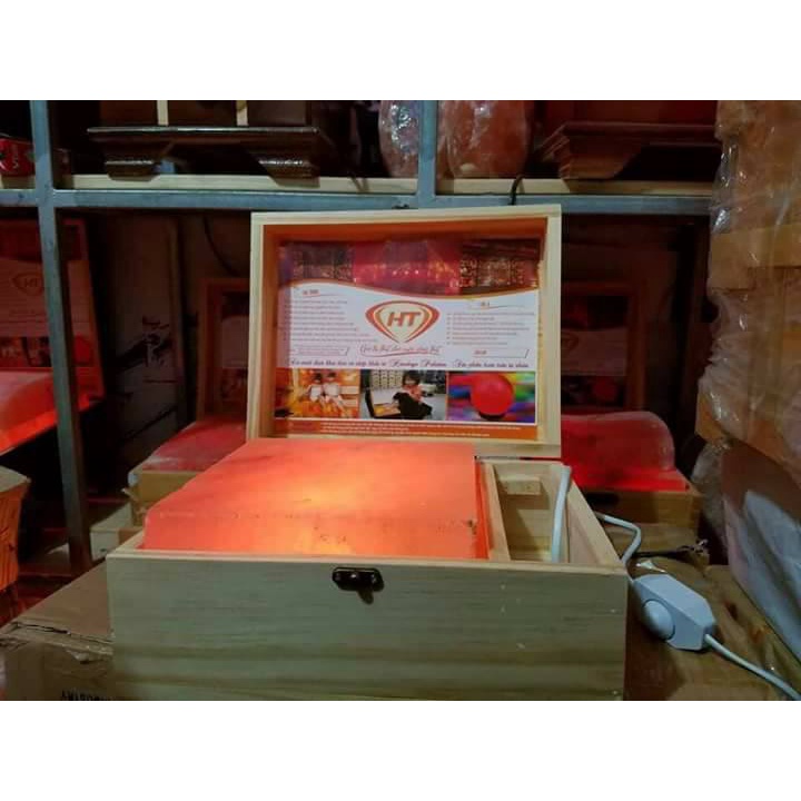 Hộp Đèn Đá Muối Himalaya mặt phẳng 20x20x5, Đá Muối HT