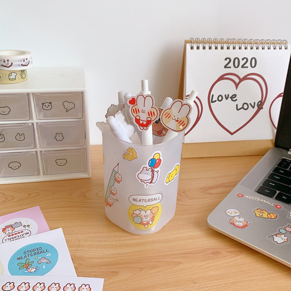 Sticker Dán Trang Trí Set 4 Dán Sổ, Đồ Dùng Thỏ Cam Tăng Động Cute