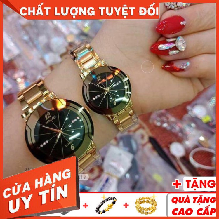 HÀNG CAO CẤP -  Đồng hồ cặp đôi Halei 668G Gold chống nước chính hãng thời trang cao cấp xứng tầm cặp đôi - Đồng Hồ Hale