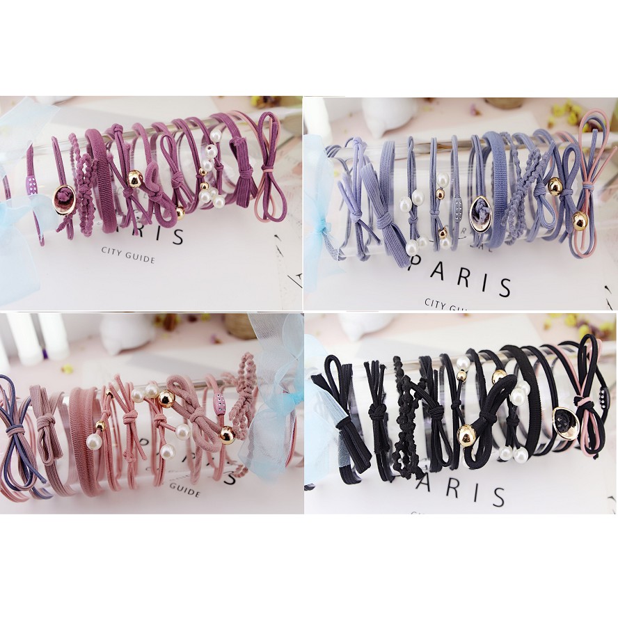 CB04 Set 12 dây cột tóc đơn giản giá rẻ KHÔNG HỘP