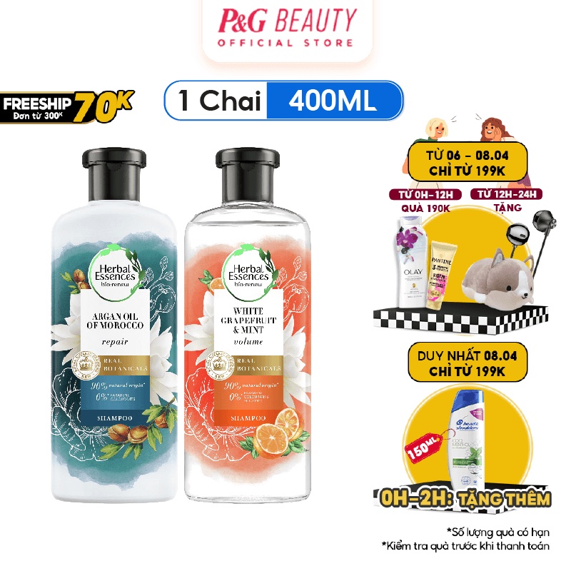 Dầu Gội HERBAL ESSENCES chai 400ml Bưởi và Bạc Hà / Argan Oil