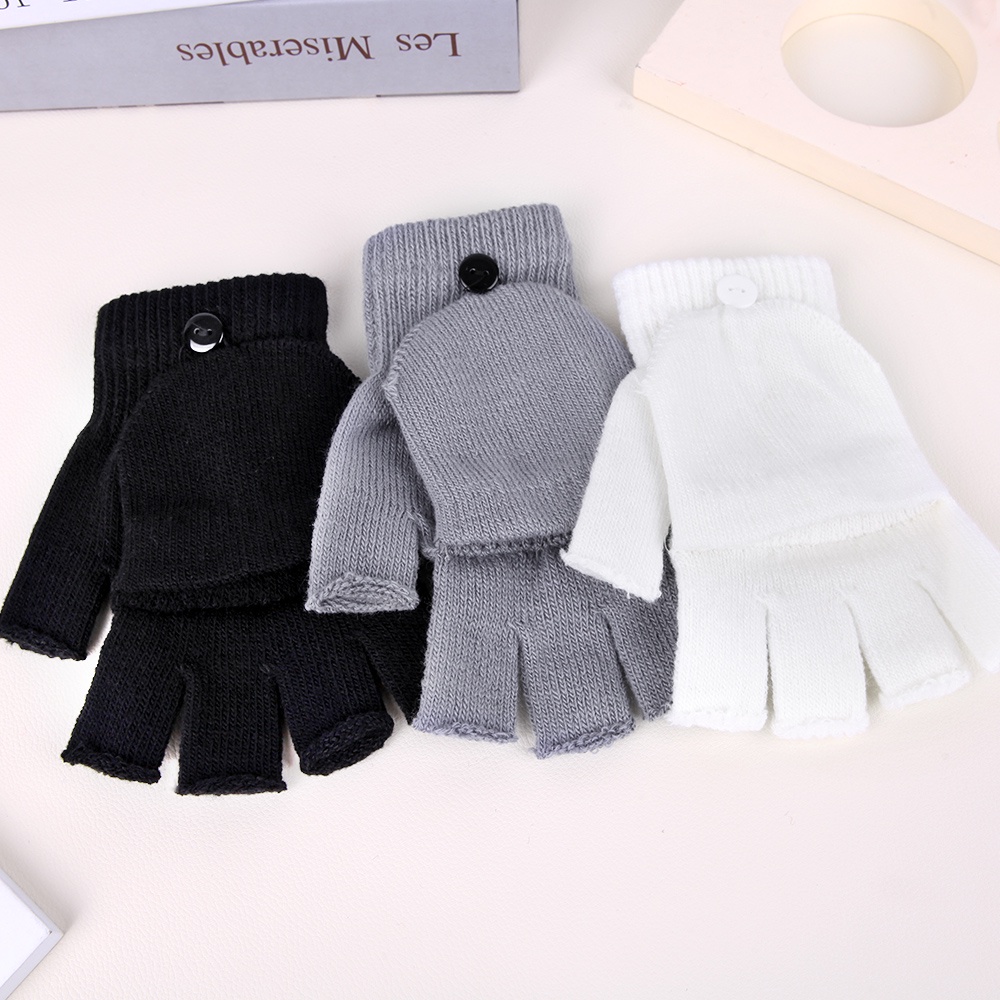 Găng Tay Hở Ngón Mùa Đông Dày Dặn Thoải Mái Ấm Áp