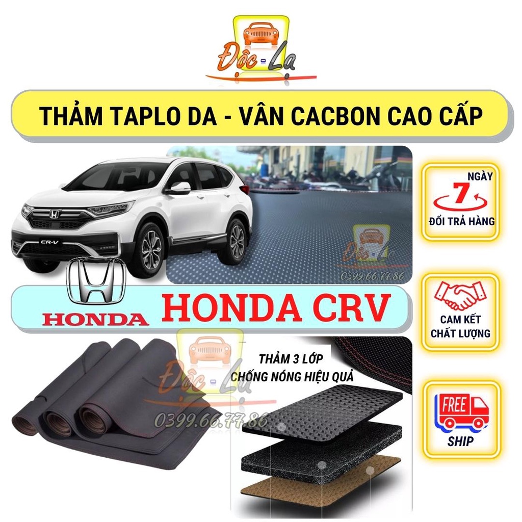 Thảm taplo Honda CRV 2013 - 2022 vân Cacbon 3 lớp cao cấp, chống nóng, bảo vệ ô tô hiệu quả