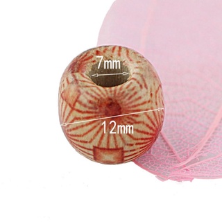 10 hạt gỗ hoạ tiết thổ cẩm size 12mm