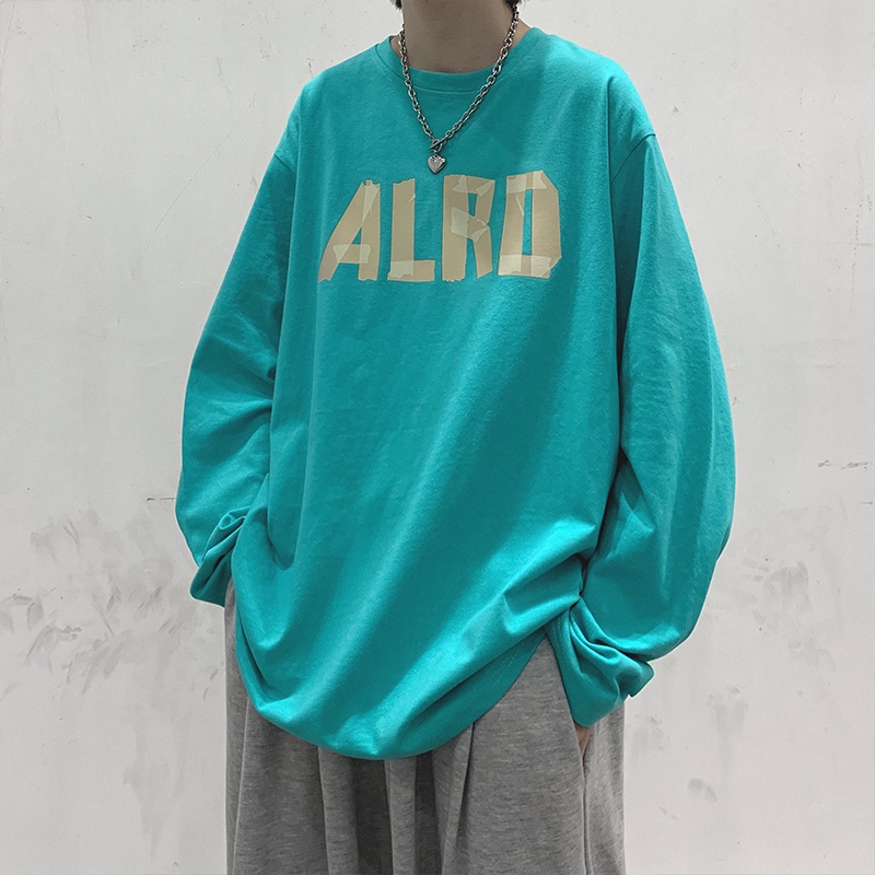 Áo thun dài tay dáng rộng phong cách trẻ trung cho nam size M-5XL