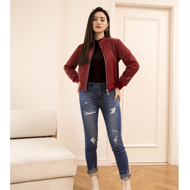 Quần Jeans Nữ Rách Dáng Ôm Tua Gấu Genviet Chất Bò Mềm Cao Cấp TQ103J984