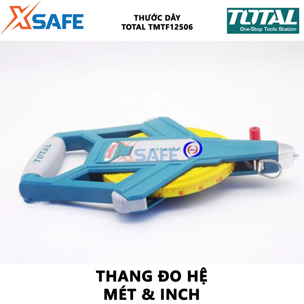 Thước dây làm bằng sợi thủy tinh TOTAL TMTF12506 Thước cuộn thủy tinh dài 50m, bề rộng lá thước 12.5mm - [XSAFE]