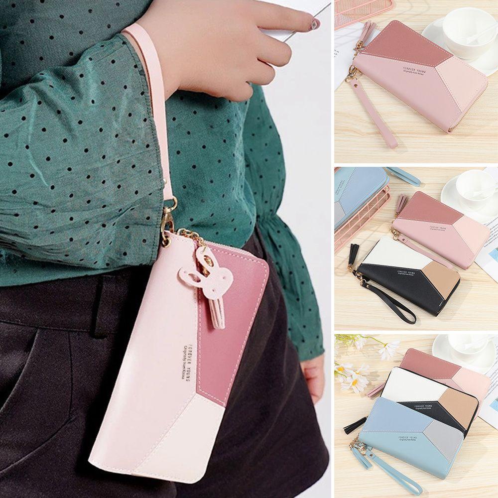 MIH Credit Card Holder Geometric Women PU Leather Tassel Design Wallet