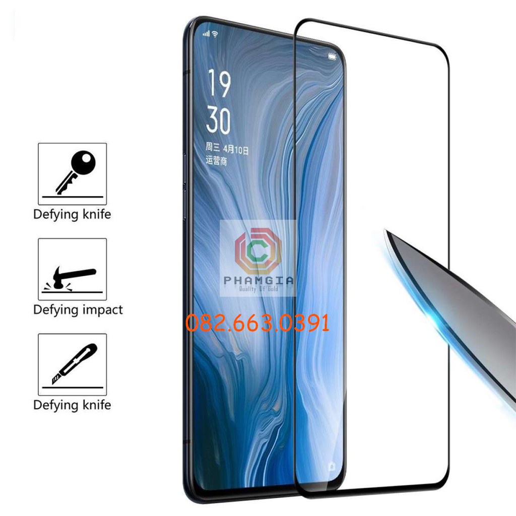Kính cường lực Oppo Reno zoom 10x/Reno 6.6/ Reno zoom 10x, 6.6 full màn hình 9H bền chuẩn