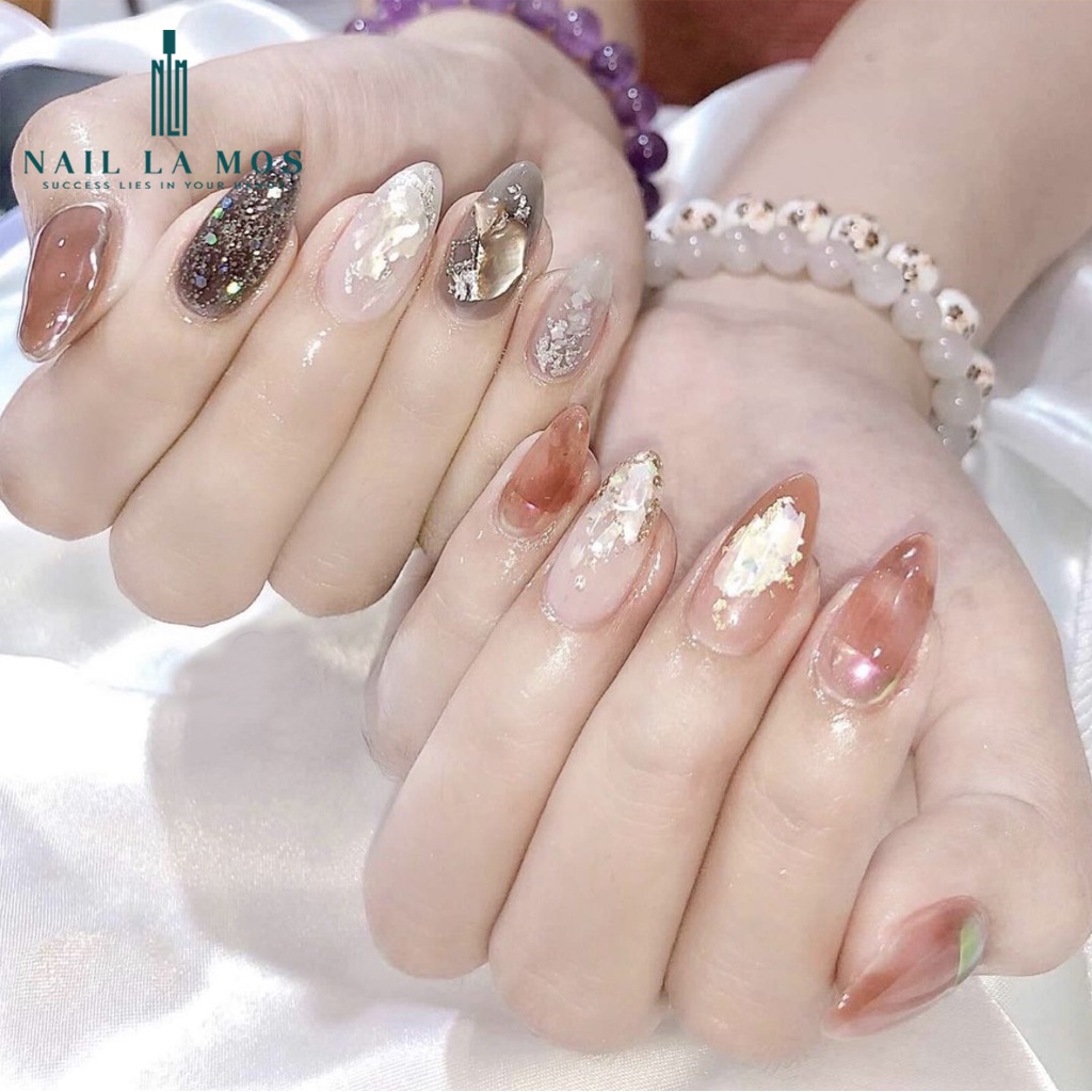 Xà cừ trắng nail siêu mỏng ánh ngọc trai – xà cừ nail trang trí móng tay đắp gel ẩn phong cách Hàn Nhật