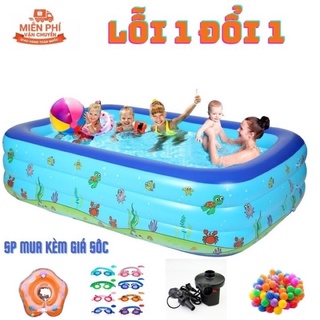 Phao Bơi Bể Bơi Tại Nhà 3 Tầng Dày Gấp Gọn Bể Bơi Cho Bé 3 Tầng Nhiều Hoạt Tiết Có Kèm Bơm Điện