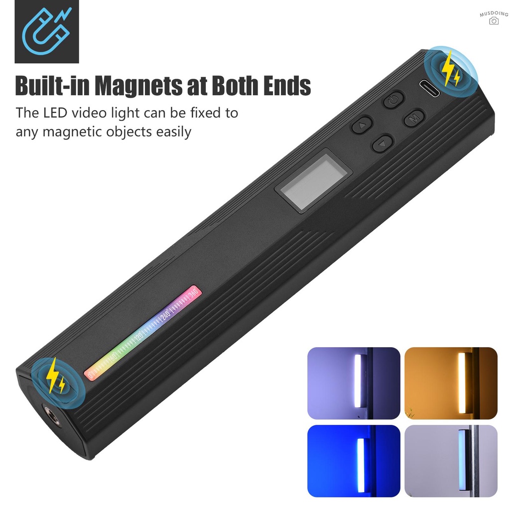 Đèn Led Chiếu Sáng Andoer W200Rgb 2500k-9000k 20 Hiệu Ứng Cri95 + Màn Hình Lcd Có Thể Sạc Lại Kèm Giá Đỡ Đứng