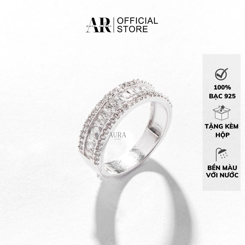 Nhẫn bạc 925 cho nữ bản to đá lấp lánh-AURASILVER-N33