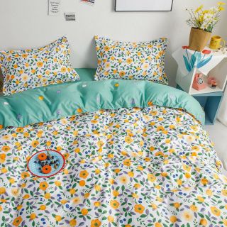 Bộ Chăn Ga Gối Hoa Cà Rốt Cotton Poly